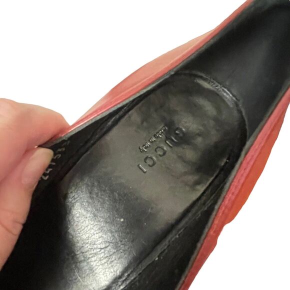 Gucci EUR 41 Wedge Heels Round Toe Deep Red Career Comfort GG Emblem - Picture 2 of 16